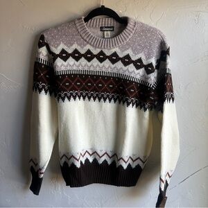 Vintage Fair Isle Ski Sweater Nordic Après-Ski Cozy Knit Cozy Grandpacore XL